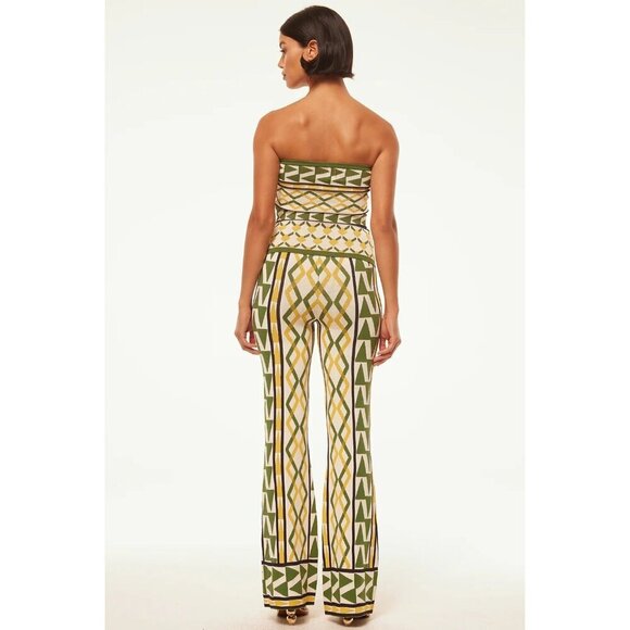 Misa Los Angeles Rialta Pants in Limoncello Geo Large New Womens Knit Trousers - Picture 13 of 14